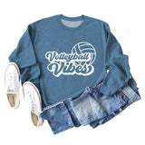 Volleyball Vibes Volleyball Alphabet Print Fashion Backing Long Sleeve Oversize Sweatshirt