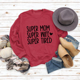 SUPER MOM SUPER WIFE LETTERS HEART BASE LONGSLEEVE DRESS WOMEN