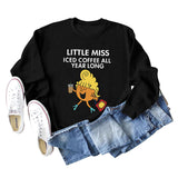 LITTLE MISS ICED COFFEE Autumn Cross-border Printed Sweater Round Collar Jacket