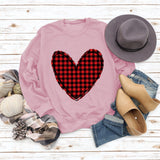 Valentine's Day Women's Fall and Winter Plaid Love Print Sweater