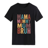 MAMA MOMMY MOM Lettre Mode Col Rond Lâche Manches Courtes T-Shirt