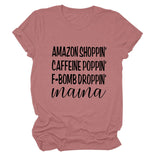 Amazon Shoppin Crewneck Letter Short Sleeve Casual T-shirt Woman T-Shirt