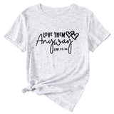T-shirt décontracté à manches courtes et col rond pour femme, avec lettres imprimées Love Them