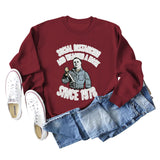 SOCIAL DISTANCING AND LETTERPRINT CREW NECK BOTTOM LONG SLEEVE SWEATER