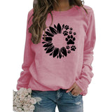 Women's Tops Sunflower Dog Print Casual Long-sleeved Sweatshirt