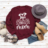 SCHNAUZER MOM Round Neck Letter Women's Sweatshirt Print Loose Long Sleeve