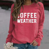 Letter COFFEE WEATHER Fashion Long Sleeve Women's Cross-border Round Neck Sweater
