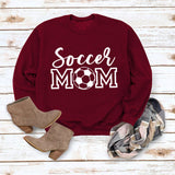 Simple Pullover Round Neck Top Long Sleeve Soccer Mom Printed Loose Sweater