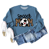 Soccer Mom Football Love Letter Leopard Crew Neck Fall/Winter Long Sleeve Sweater Women