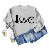 Love Cute Cat Letter Round Neck Fashion Autumn and Winter Long Sleeve Large Sweater