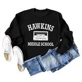 HAWKINS MIDDLE Letter Ladies Bottoming Round Neck Long Sleeve Plus Size Sweater