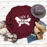 Life Is Golden Round Neck Letter Loose Long Sleeve Large Sweater