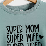 SUPER MOM SUPER WIFE LETTERS HEART BASE LONGSLEEVE DRESS WOMEN
