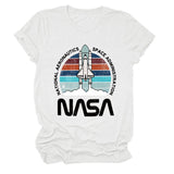 NATIONAL AERONAUTICS Summer New Letter Rocket Printing Short Sleeve T-shirt Female