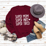 SUPER MOM SUPER WIFE LETTERS HEART BASE LONGSLEEVE DRESS WOMEN