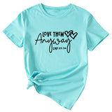 T-shirt décontracté à manches courtes et col rond pour femme, avec lettres imprimées Love Them