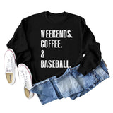 Weekends Coffee Basell Fashion Letter Loose Long Sleeve Sweater
