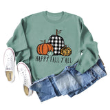 HAPPY FALL Y'ALL Pumpkin Leopard Crewneck Print Long Sleeve Shirt Women's Sweatshirt