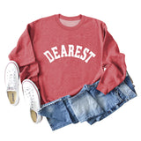 DEAREST Letters Long Sleeve Round Neck Sweater for Women