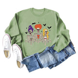 Skull Bat Print Loose Crewneck Long Sleeves Plus-size Sweatshirt Woman