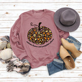 Autumn Leaves Letters Round Neck Pumpkin Halloween Long-sleeved Sweater Women