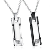 Couples Stainless Steel Pendant Necklace Personalized Matching Necklaces Set for Couple with Name Lettering Date Engraved